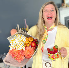 Load image into Gallery viewer, Flamingo Tutti Frutti 100% Silk Twilly