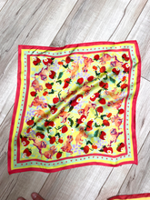 Load image into Gallery viewer, Strawberry Doodle Tutti Frutti 100% Silk Sqaure/Bandana