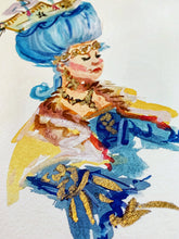 Load image into Gallery viewer, Marie Antoinette Sketch Hand embellished with Gold
