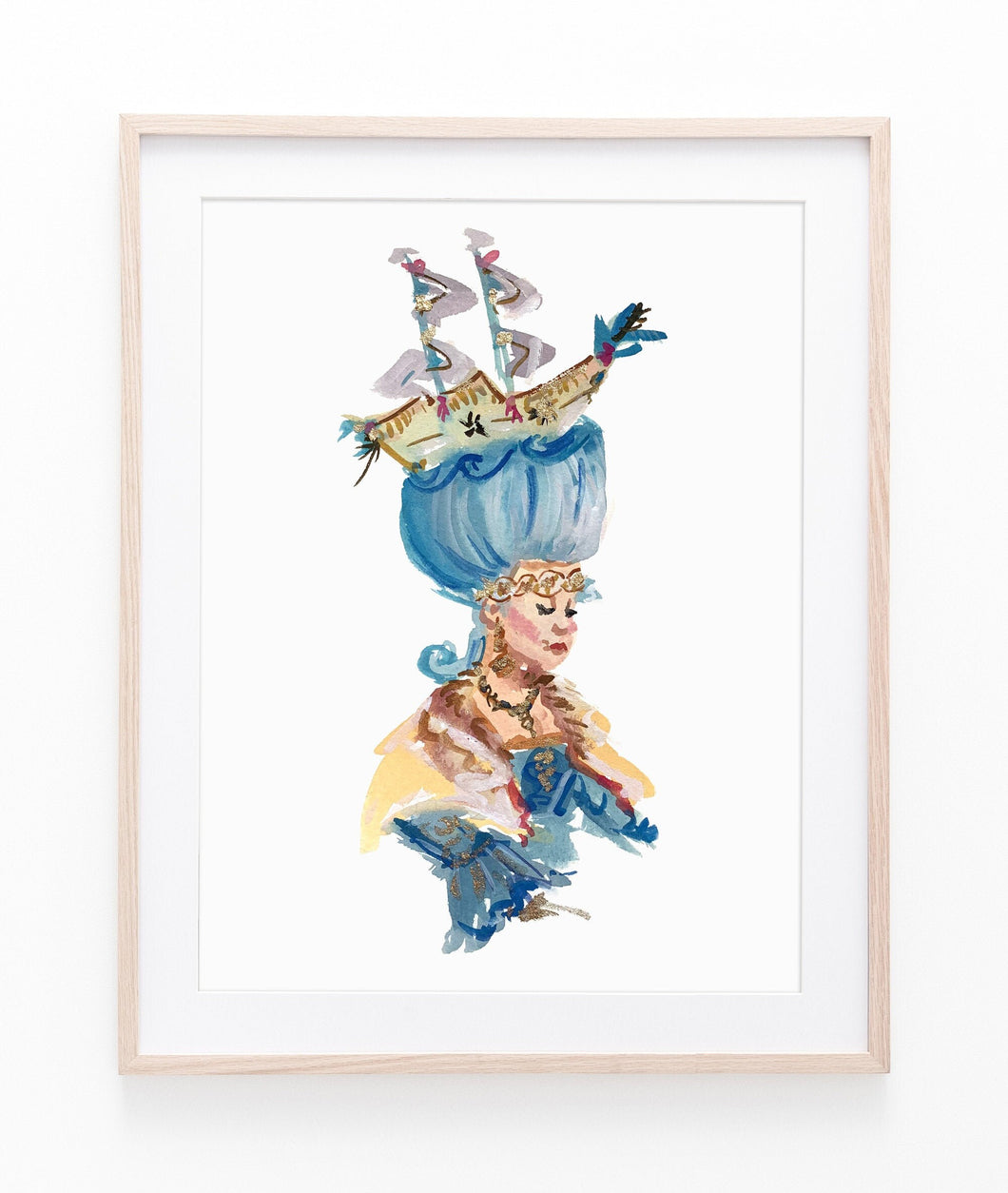 Marie Antoinette Sketch Hand embellished with Gold